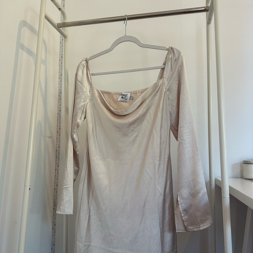 Princess Polly Cream Long Sleeve Dress